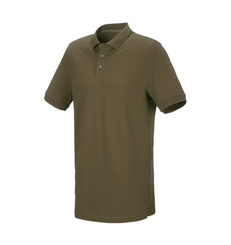 Shirts & Co.: e.s. Piqué-Polo cotton stretch, long fit + schlammgrün 2