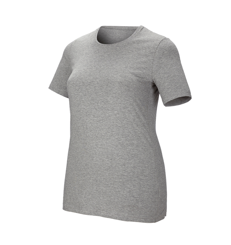 Topics: e.s. T-shirt cotton stretch, ladies', plus fit + grey melange 2