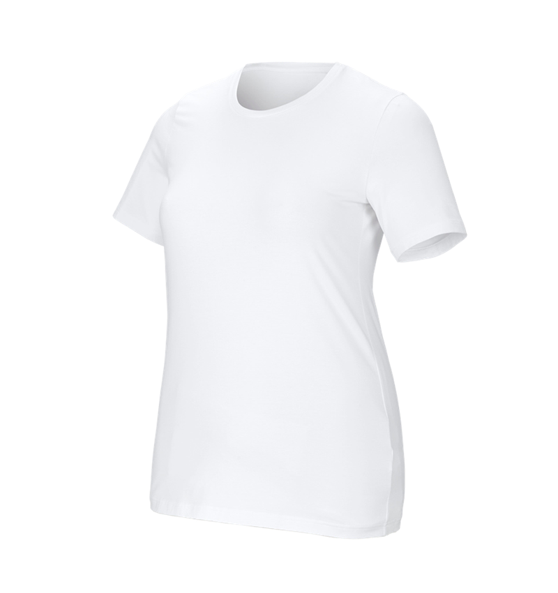 Topics: e.s. T-shirt cotton stretch, ladies', plus fit + white 2
