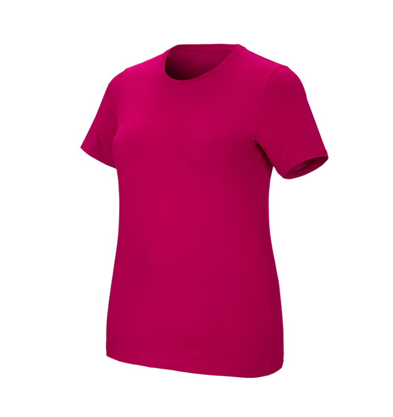 Hauts: e.s. T-Shirt cotton stretch, femmes, plus fit + magenta 2