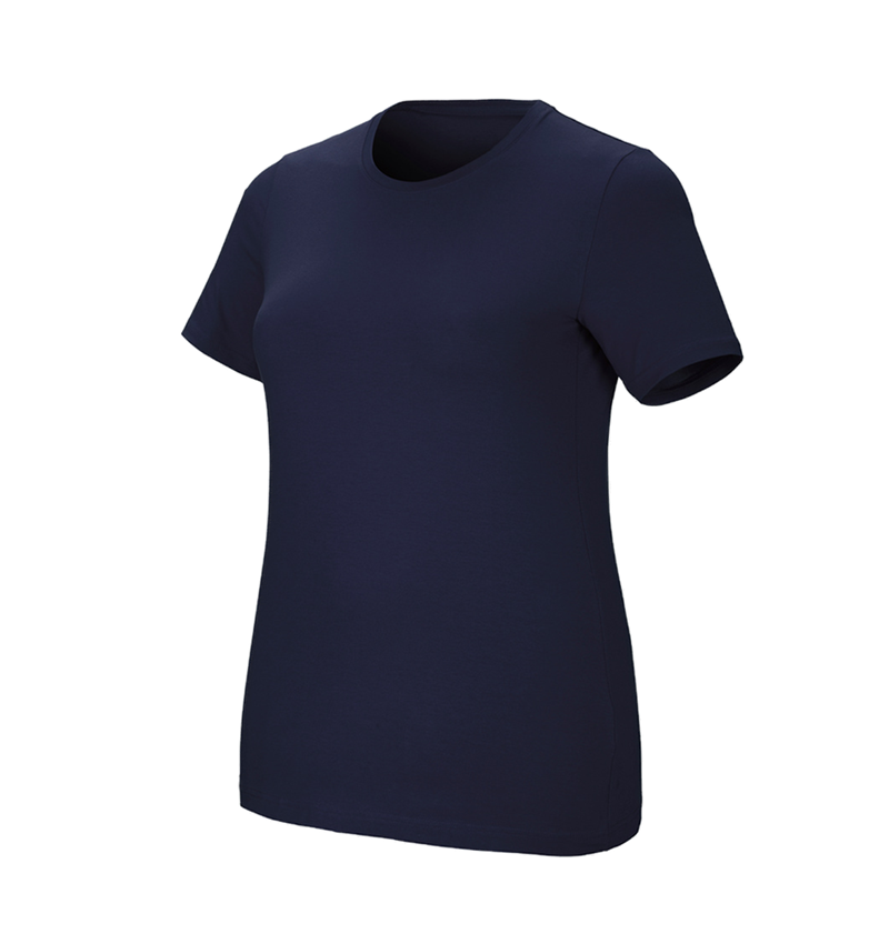 Installateurs / Plombier: e.s. T-Shirt cotton stretch, femmes, plus fit + bleu foncé 2