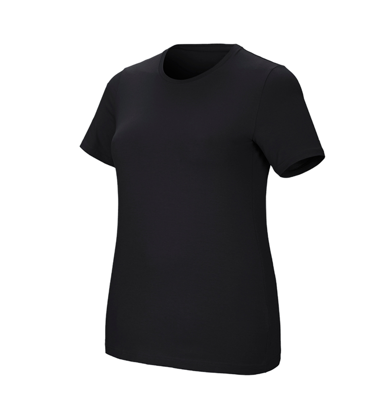 Shirts & Co.: e.s. T-Shirt cotton stretch, Damen, plus fit + schwarz 2