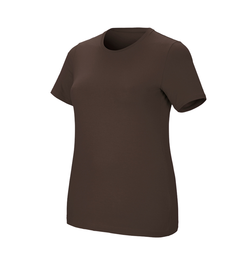 Menuisiers: e.s. T-Shirt cotton stretch, femmes, plus fit + marron 2