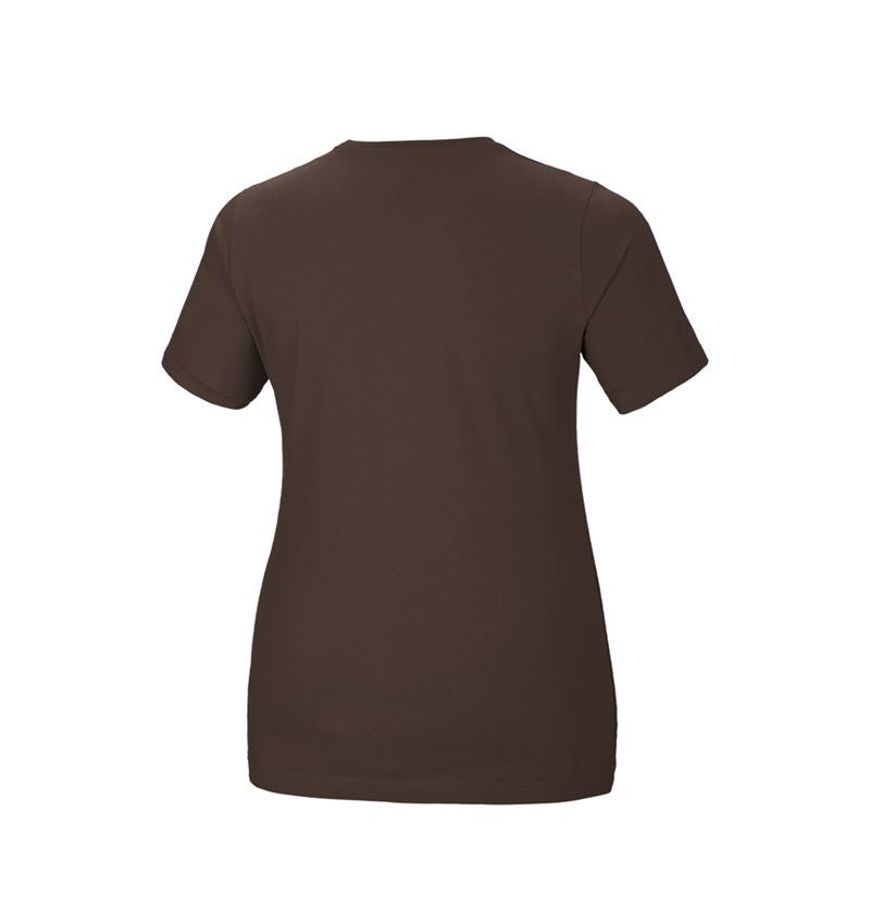 Topics: e.s. T-shirt cotton stretch, ladies', plus fit + chestnut 3