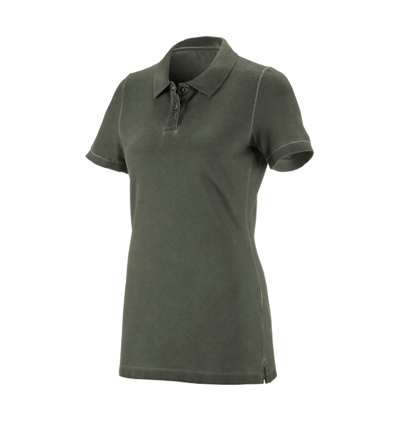 Shirts & Co.: e.s. Polo-Shirt vintage cotton stretch, Damen + tarngrün vintage 7