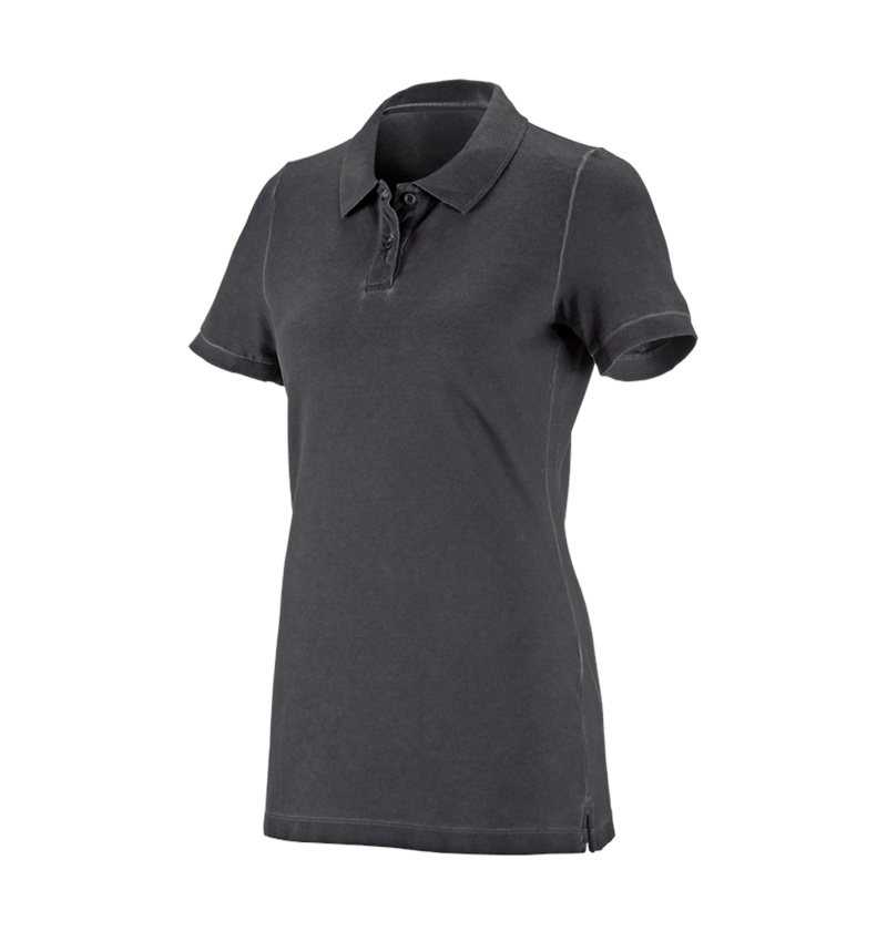 Shirts & Co.: e.s. Polo-Shirt vintage cotton stretch, Damen + oxidschwarz vintage