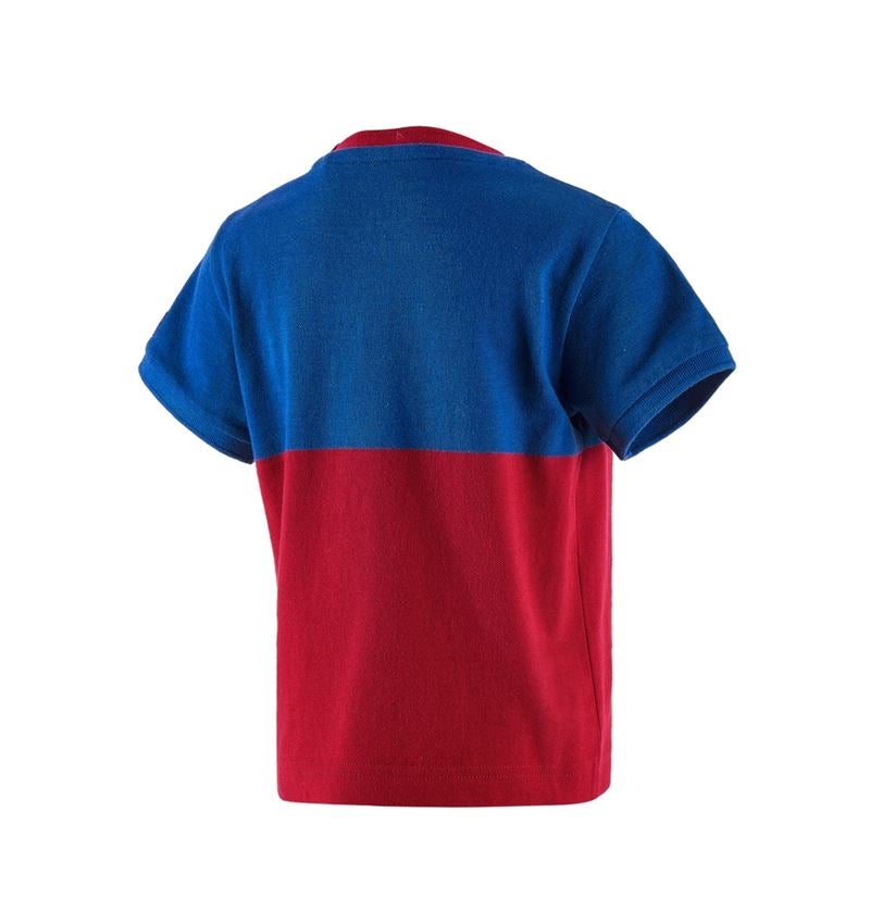 Themen: e.s. Piqué-Shirt colourblock, Kinder + kornblau/feuerrot 3