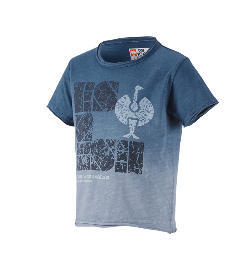 Hauts: e.s. T-Shirt denim workwear, enfants + bleu antique vintage 1