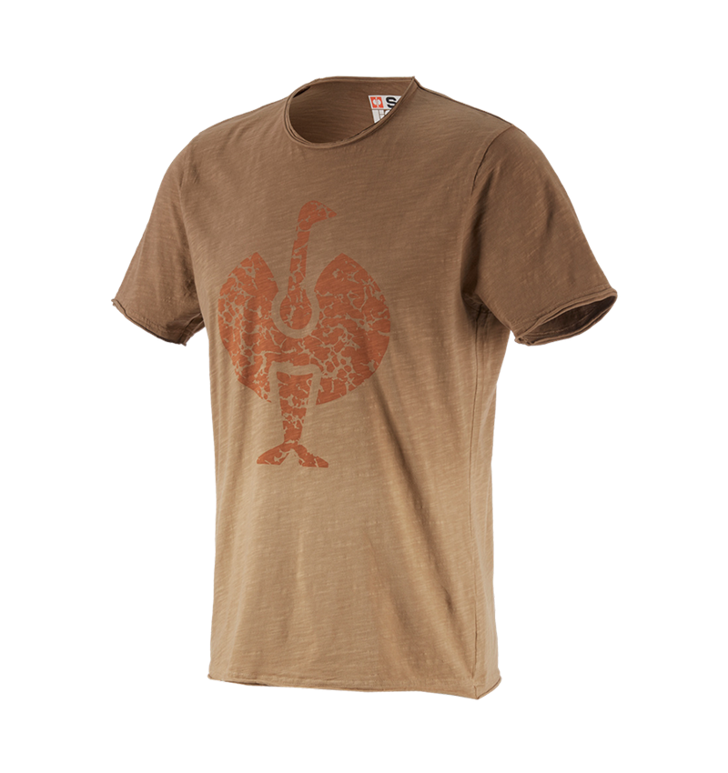 Hauts: e.s. T-Shirt workwear ostrich + brun clair vintage 1