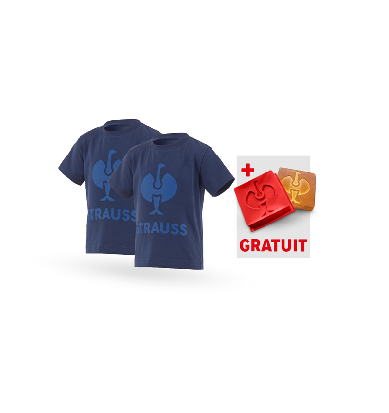 Vêtements: 2x T-shirt e.s.concrete, enfants +Moule en silicon + bleu profond
