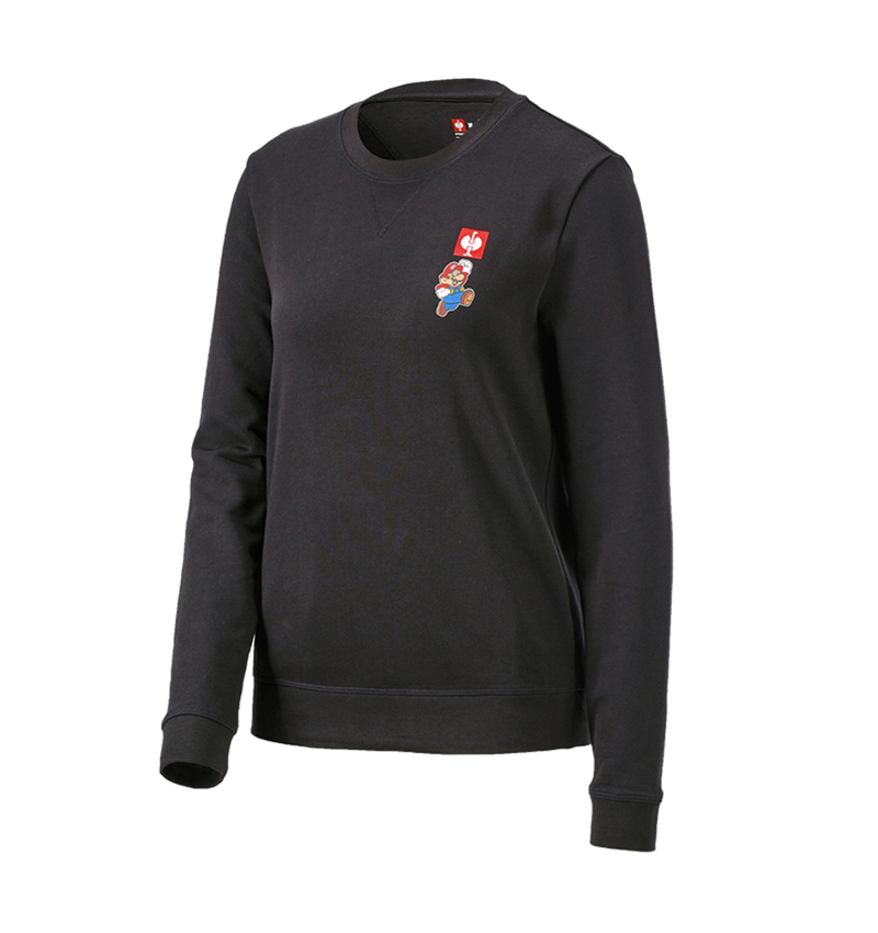 Shirts & Co.: Super Mario Sweatshirt, Damen + schwarz 1