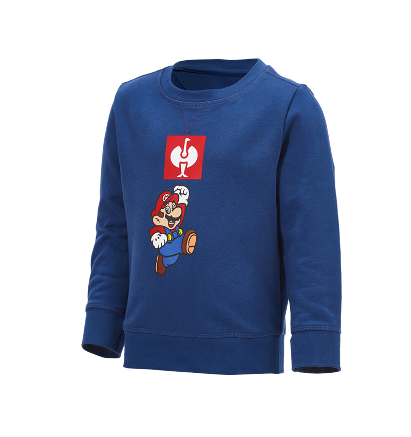 Shirts & Co.: Super Mario Sweatshirt, Kinder + alkaliblau 1