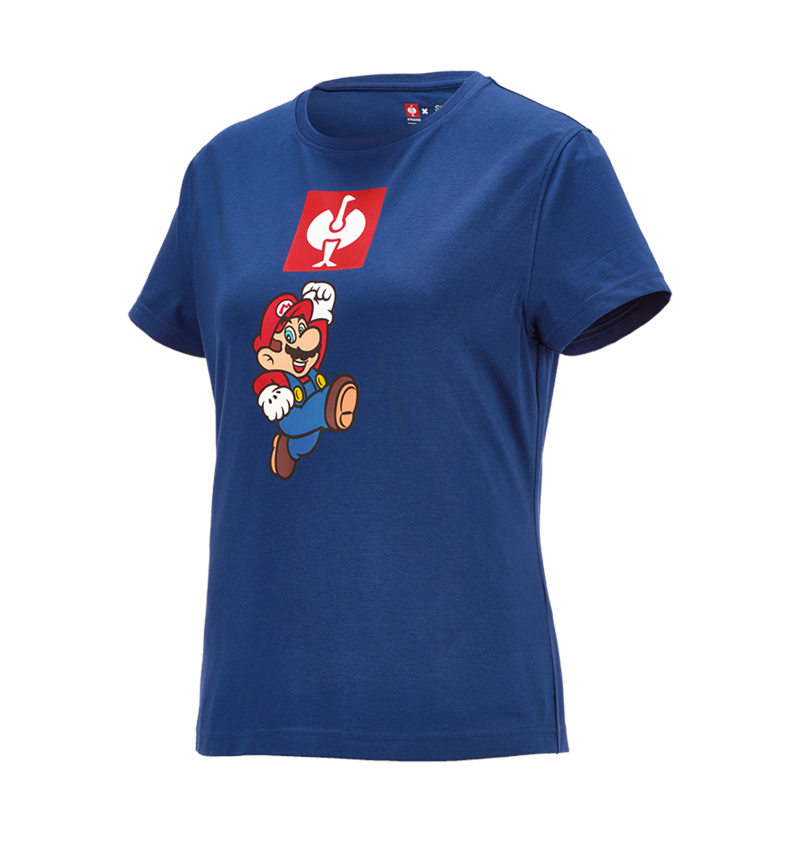 Hauts: Super Mario T-Shirt, femmes + bleu alcalin 1