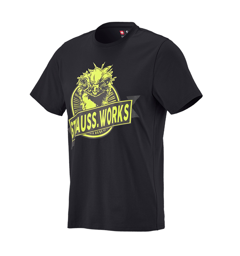 Hauts: e.s. T-shirt strauss works + noir/jaune fluo