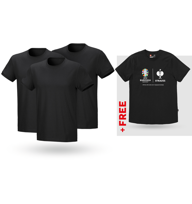 Clothing: SET: 3x T-Shirt cotton stretch + Shirt + black
