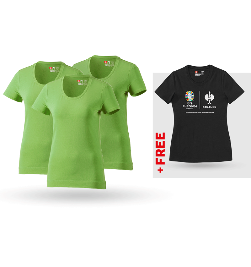 Shirts, Pullover & more: SET: 3x women's T-Shirt cotton stretch + Shirt + seagreen
