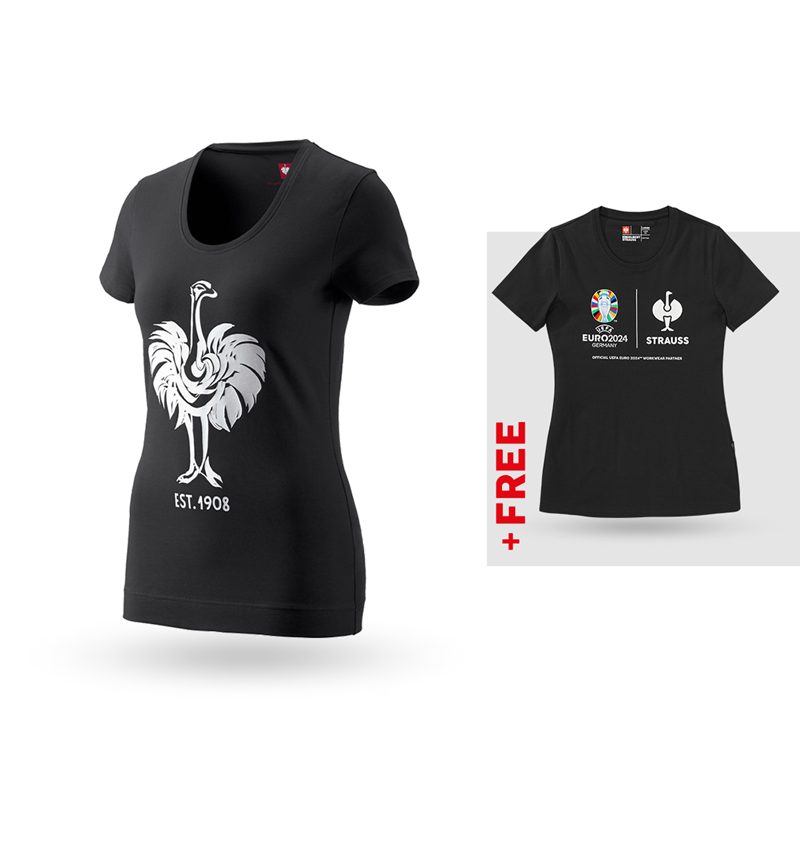 Clothing: SET: e.s. T-shirt 1908, ladies' + free Shirt + black/white