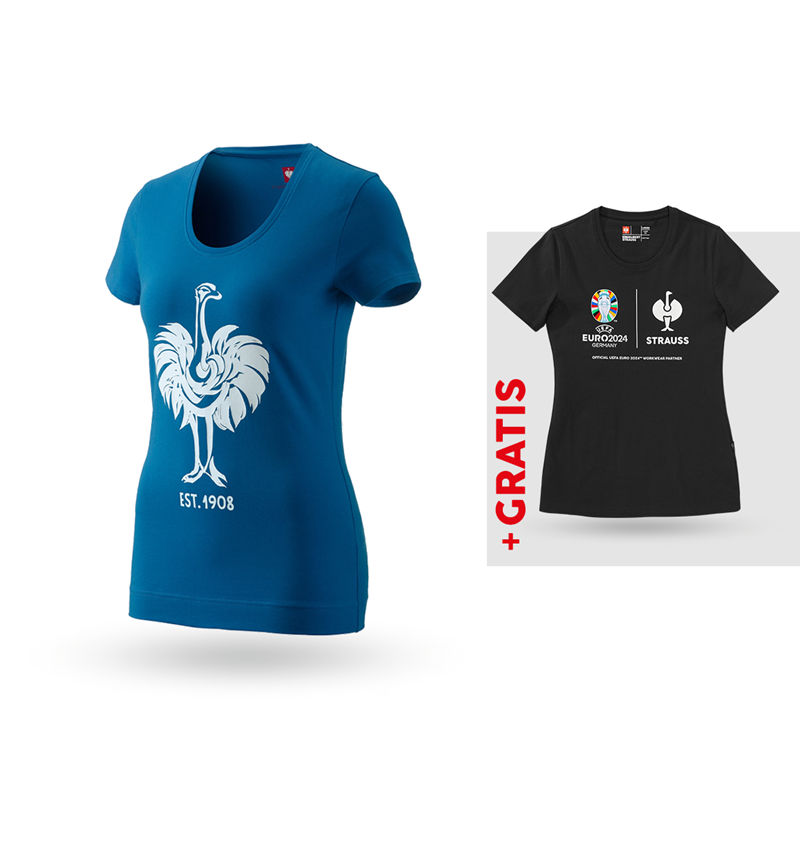 Bekleidung: SET: e.s. T-Shirt 1908, Damen + Gratis Shirt + atoll/weiß