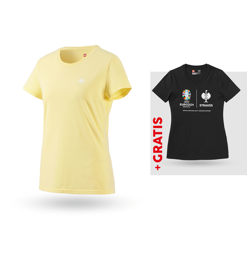 Shirts & Co.: SET:T-Shirt e.s.motion ten pure,Damen+Gratis Shirt + hellgelb vintage