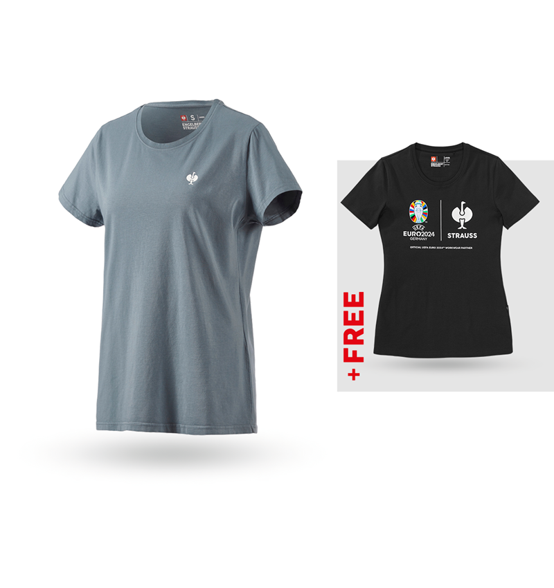 Collaborations: SET:T-Shirt e.s.motion ten pure,ladies'+free shirt + smokeblue vintage