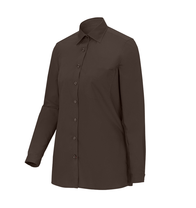 Shirts & Co.: e.s. Servicebluse langarm + kastanie