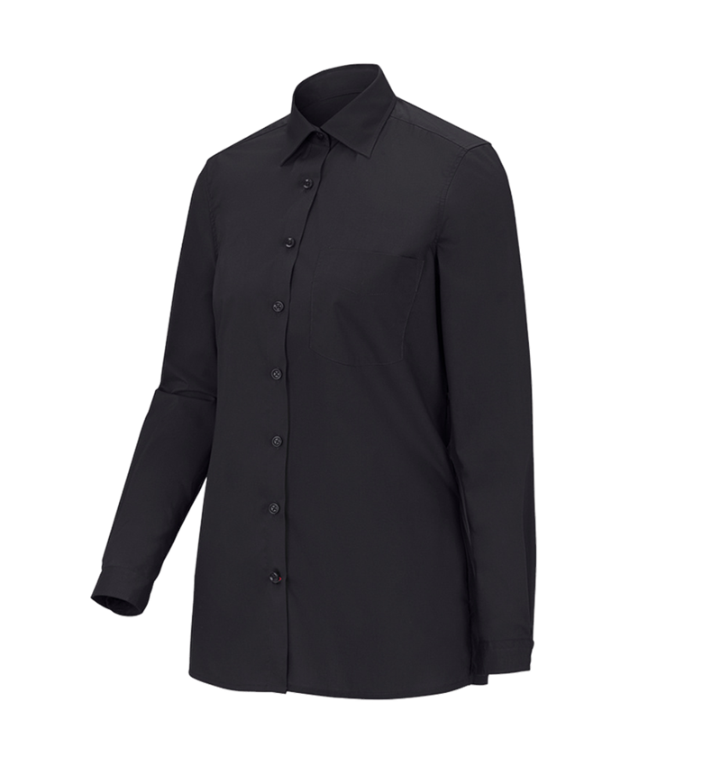 Shirts & Co.: e.s. Servicebluse langarm + schwarz