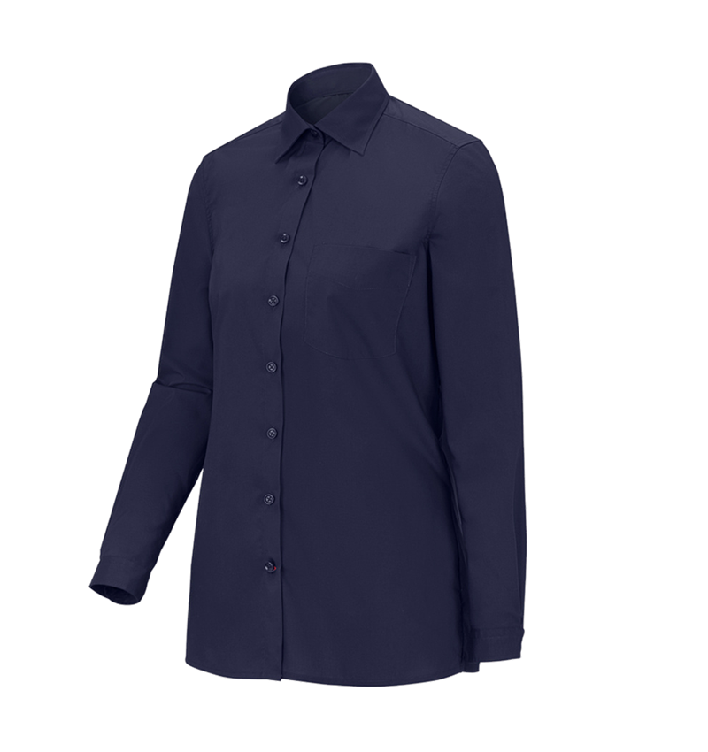 Shirts & Co.: e.s. Servicebluse langarm + dunkelblau