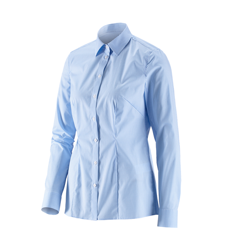 Shirts & Co.: e.s. Business Bluse cotton stretch, Damen reg. fit + frostblau kariert 2