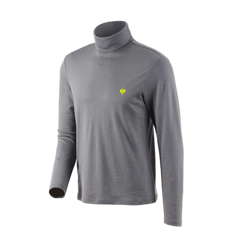 Shirts, Pullover & more: Turtle neck shirt Merino e.s.trail + basaltgrey/acid yellow 2
