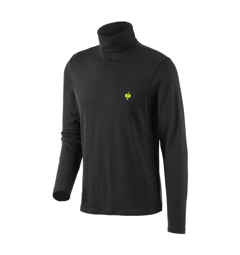 Hauts: T-shirt à col roulé Merino e.s.trail + noir/jaune acide 2