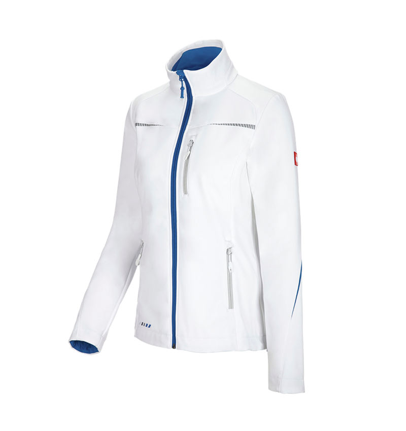 Work Jackets: Softshell jacket e.s.motion 2020, ladies' + white/gentianblue 2