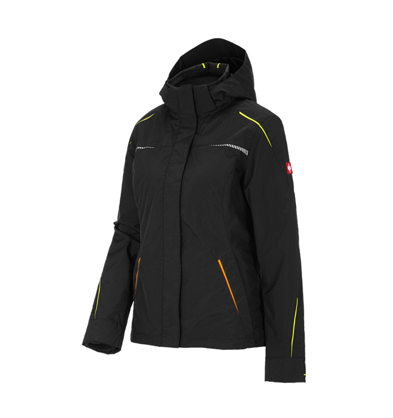 Work Jackets: 3 in 1 functional jacket e.s.motion 2020, ladies' + black/high-vis yellow/high-vis orange