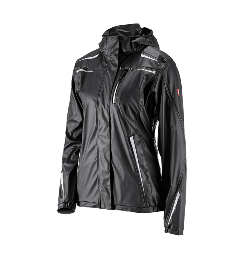 Work Jackets: Rain jacket e.s.motion 2020 superflex, ladies' + black/platinum 2
