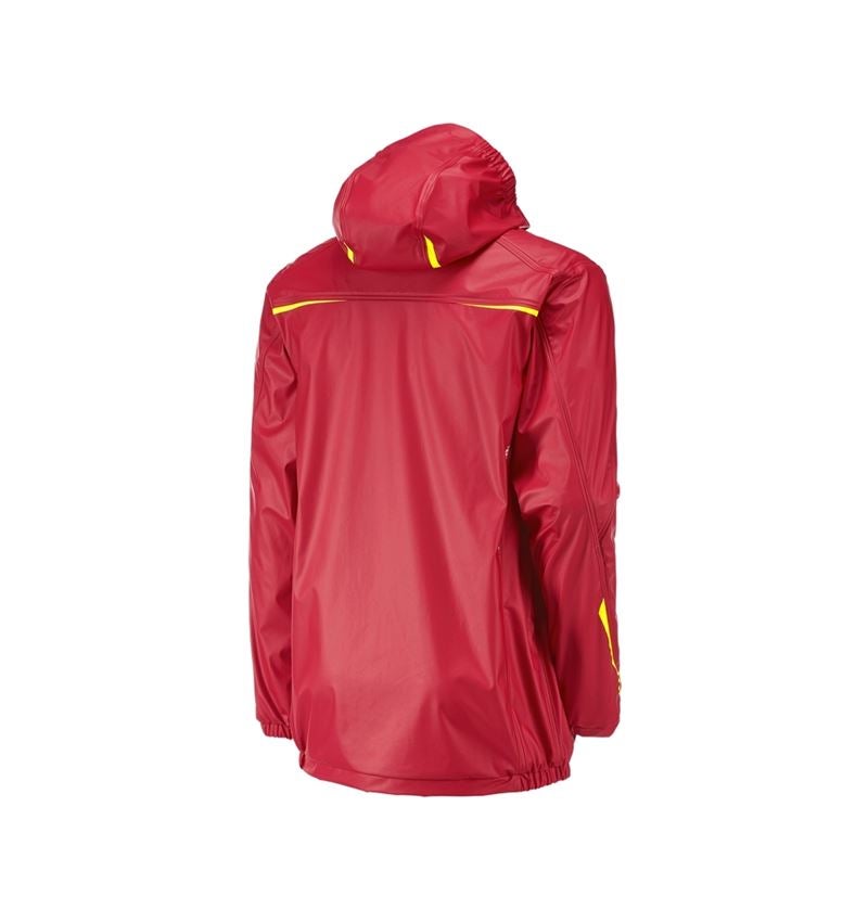 Work Jackets: Rain jacket e.s.motion 2020 superflex + fiery red/high-vis yellow 3