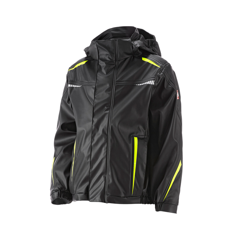 Jackets: Rain jacket e.s.motion 2020 superflex, children's + black/high-vis yellow/high-vis orange 2
