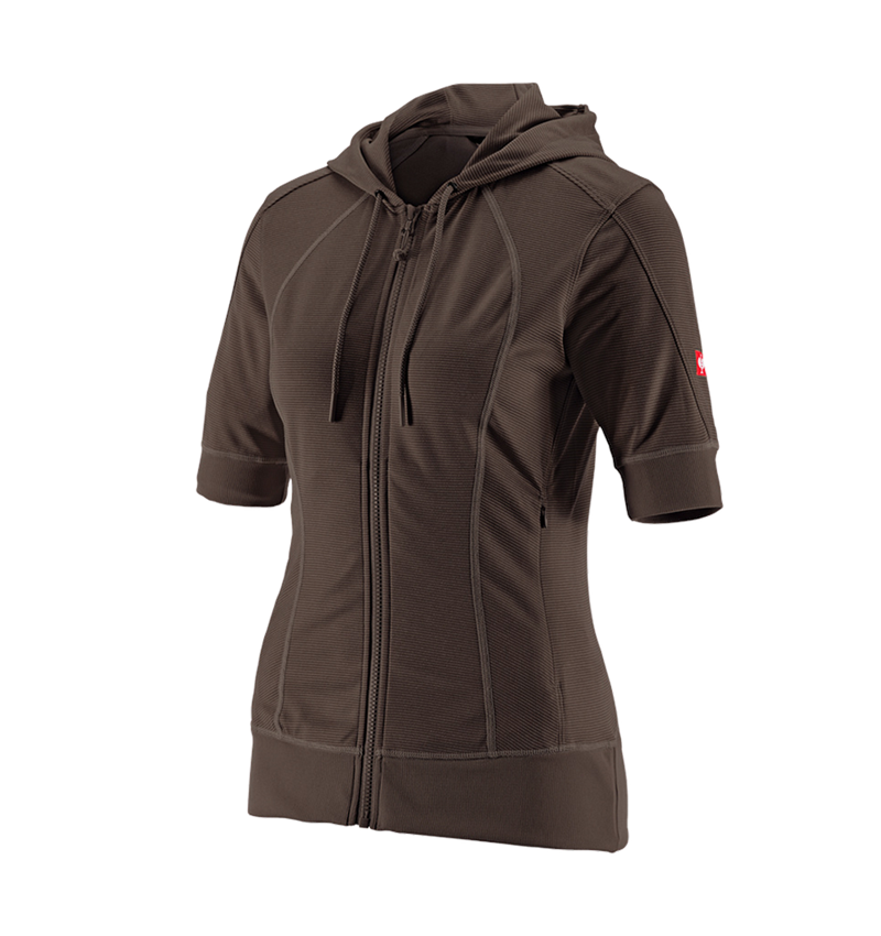 Work Jackets: e.s.Funct. hooded jacket stripe 3/4-sleeve,ladies' + chestnut 1