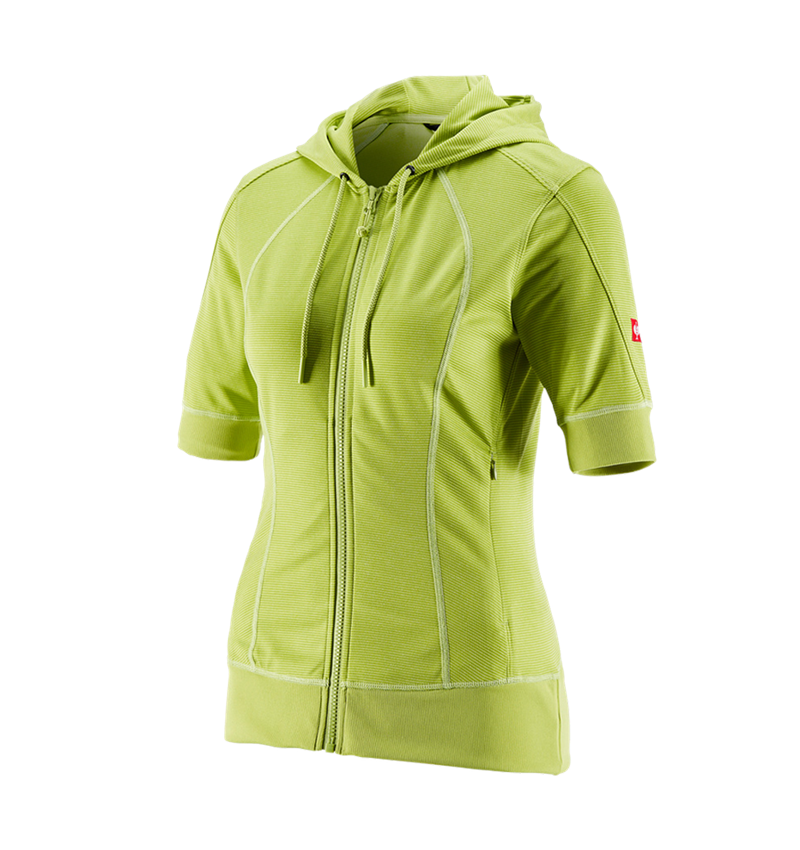 Work Jackets: e.s.Funct. hooded jacket stripe 3/4-sleeve,ladies' + maygreen 1