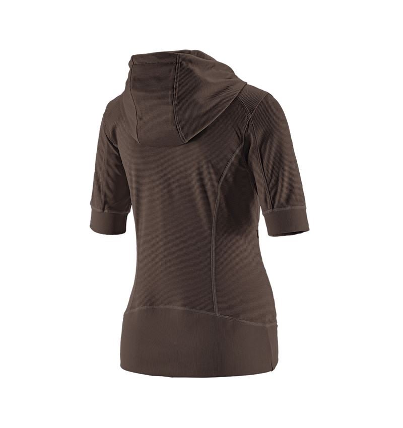 Work Jackets: e.s.Funct. hooded jacket stripe 3/4-sleeve,ladies' + chestnut 2