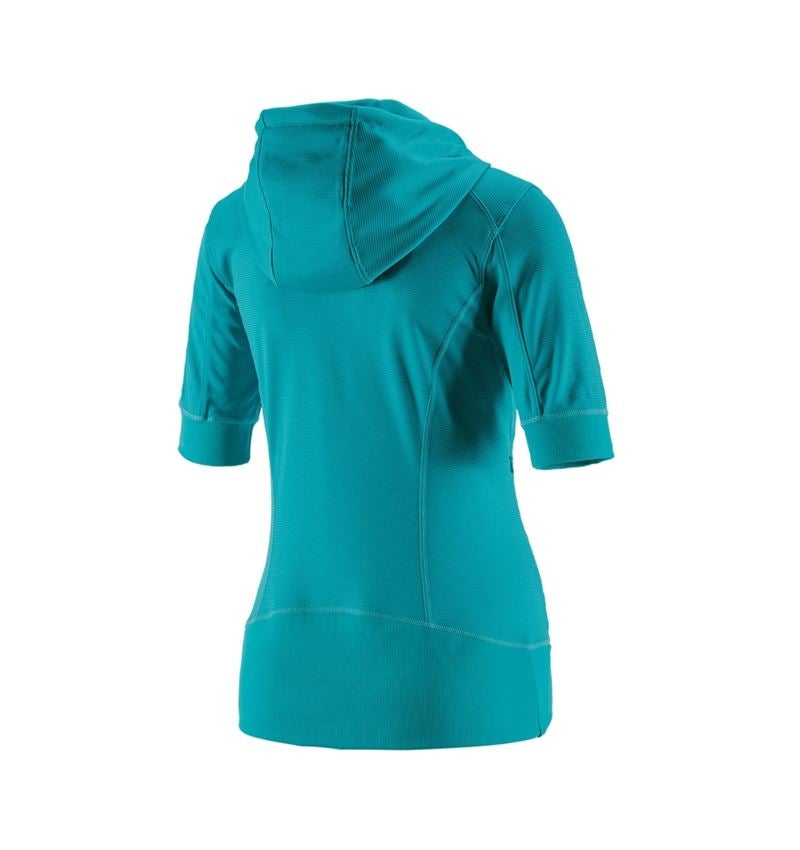 Work Jackets: e.s.Funct. hooded jacket stripe 3/4-sleeve,ladies' + ocean 3