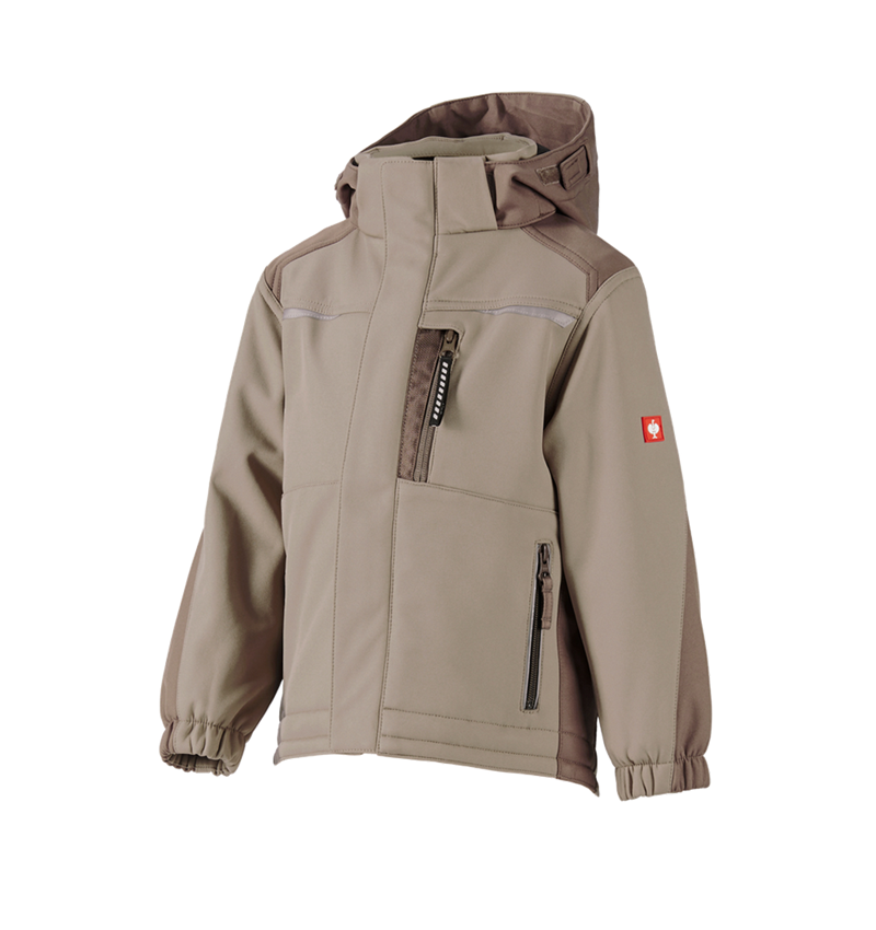 Jackets: Children's softshell jacket e.s.motion + clay/peat 2