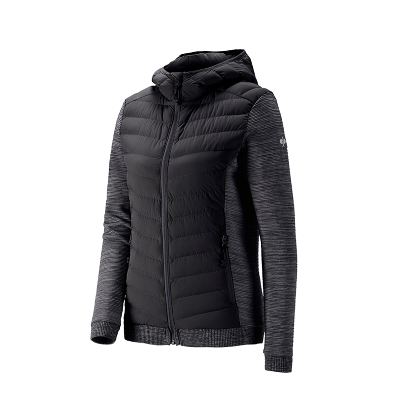 Work Jackets: Hybrid hooded knitted jacket e.s.motion ten,ladies + oxidblack melange 1