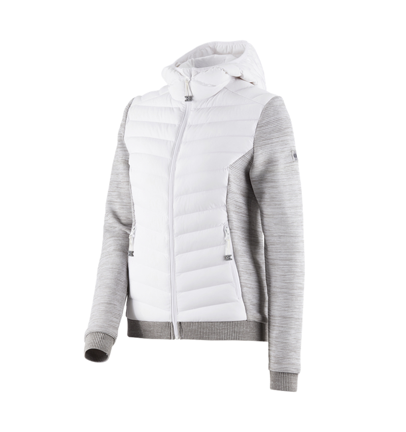 Work Jackets: Hybrid hooded knitted jacket e.s.motion ten,ladies + white melange 3