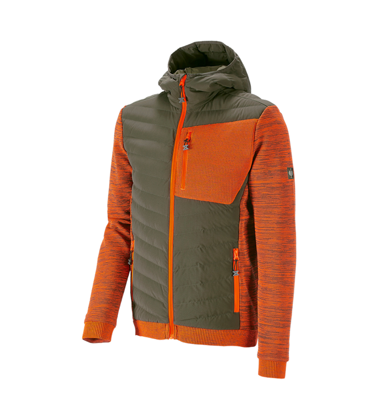 Topics: Hybrid hooded knitted jacket e.s.motion ten + disguisegreen/high-vis orange melange 2