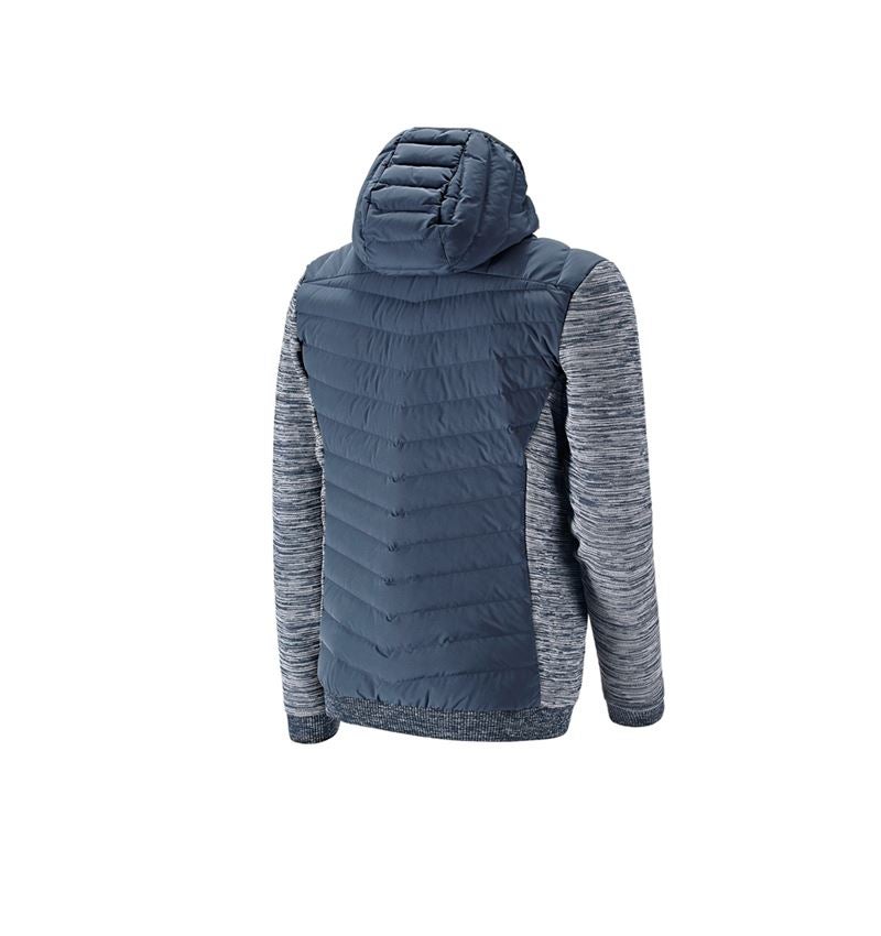 Work Jackets: Hybrid hooded knitted jacket e.s.motion ten + slateblue melange 3