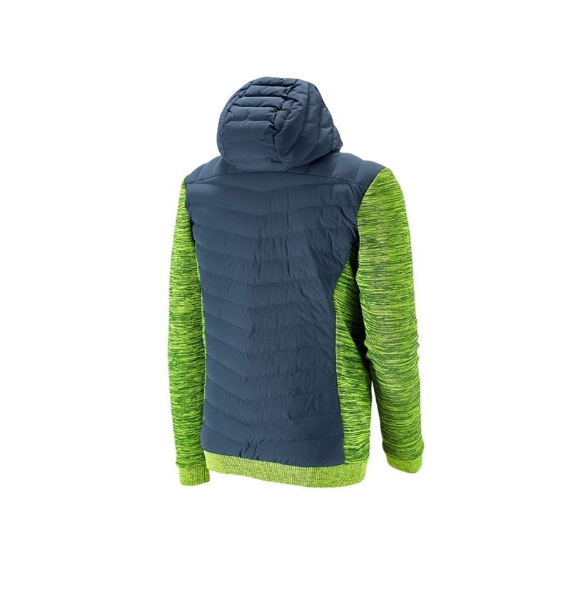 Vestes de travail: Veste en tricot à capuche hybride e.s.motion ten + bleu ardoise/jaune fluo mélange 3
