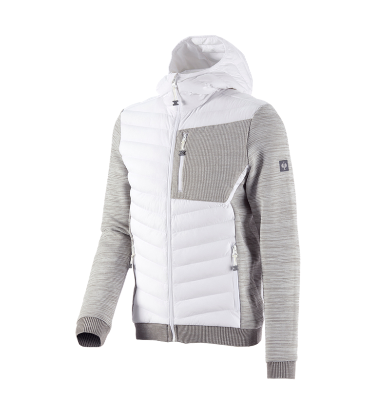 Work Jackets: Hybrid hooded knitted jacket e.s.motion ten + white melange 3