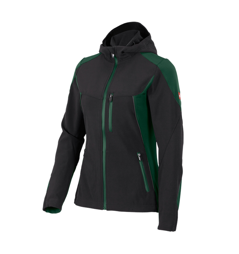 Work Jackets: Softshell jacket e.s.vision, ladies' + black/green 2