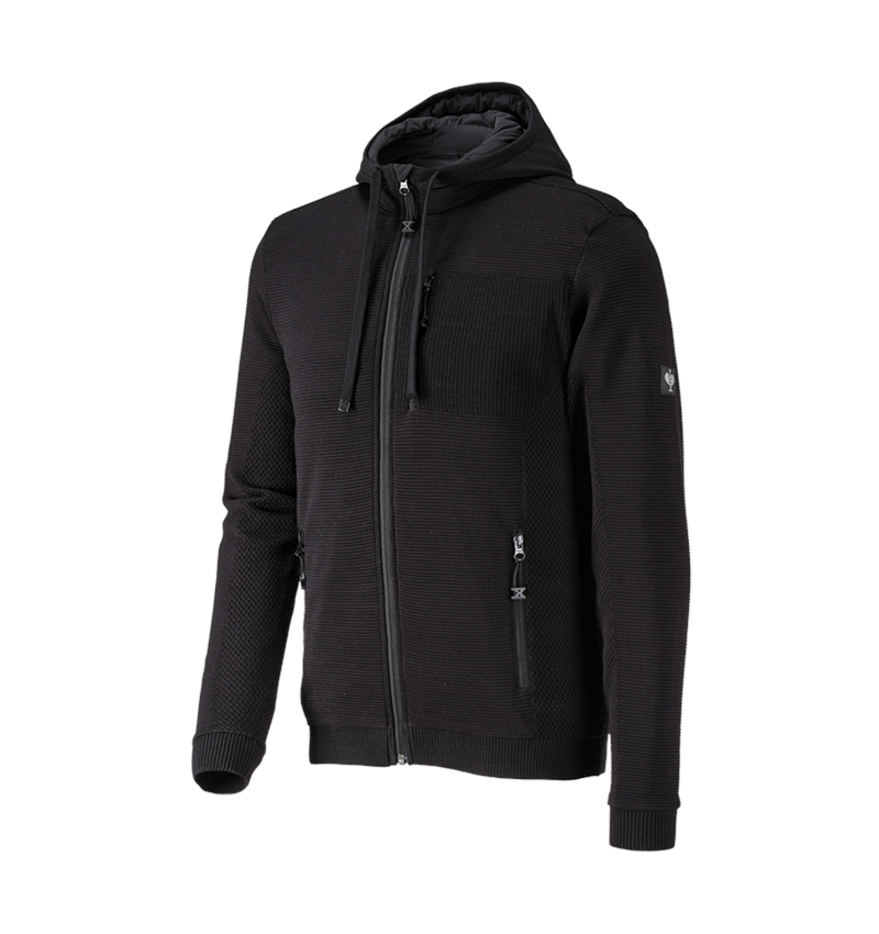 Work Jackets: Windbreaker hooded knitted jacket e.s.motion ten + black 1