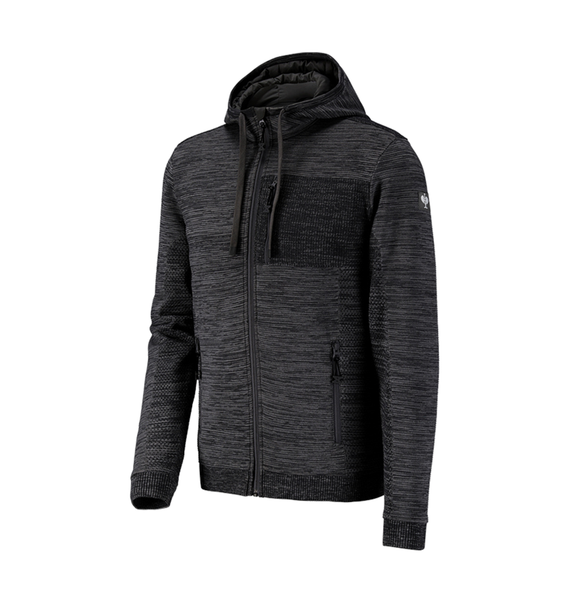 Work Jackets: Windbreaker hooded knitted jacket e.s.motion ten + oxidblack melange 1