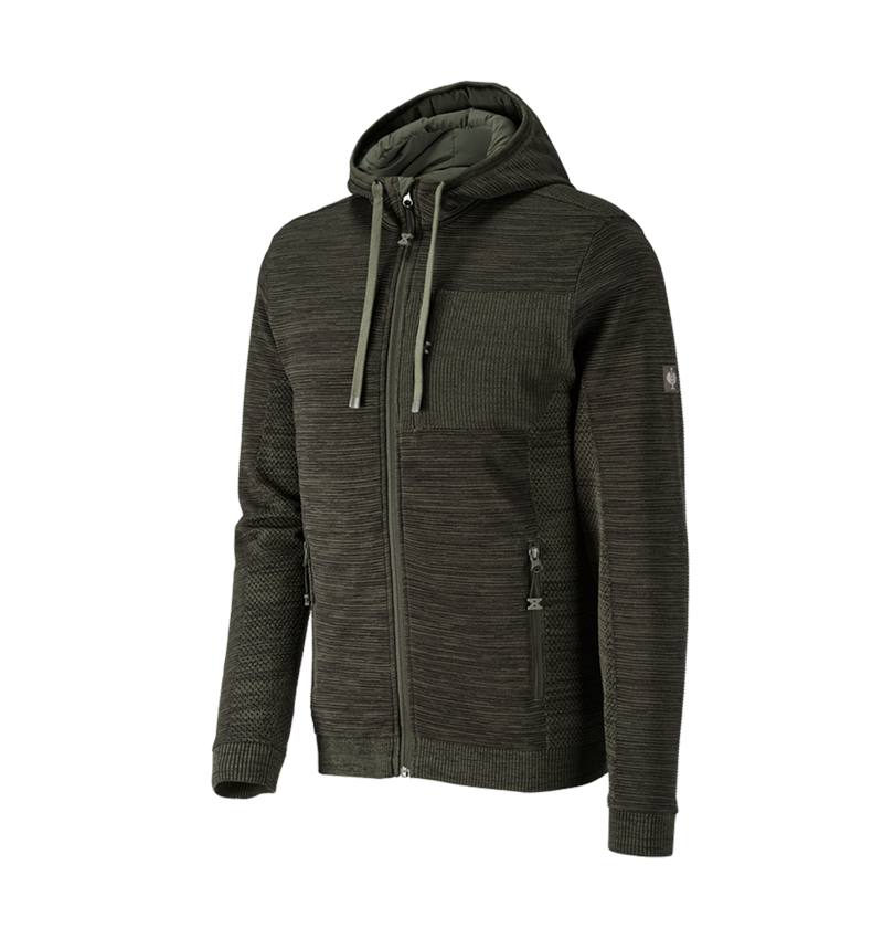 Work Jackets: Windbreaker hooded knitted jacket e.s.motion ten + disguisegreen melange 1